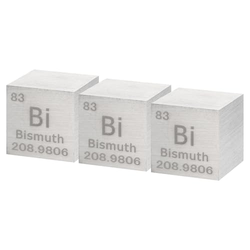 uxcell 3 Pcs Bismuth, 1 Inch High Density Metal Element Metal Density for Chemical Elements Collection Science Education Experiment Application, Silver