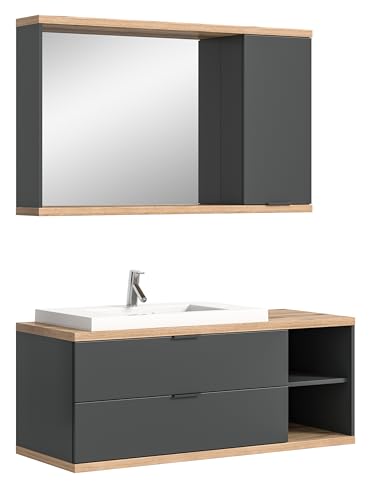 xonox.home – Badkombination Nuaro 130x160x48 cm in Anthrazit Grau und Nox Oak Nachbildung – Stilvolles Badmöbel-Set in moderner Holzoptik – platzsparend, durchdacht & hochwertig xonox.home – Badkombination Nuaro 130x160x48 cm in Anthrazit Grau und Nox Oak Nachbildung – Stilvolles Badmöbel-Set in moderner Holzoptik – platzsparend, durchdacht & hochwertig