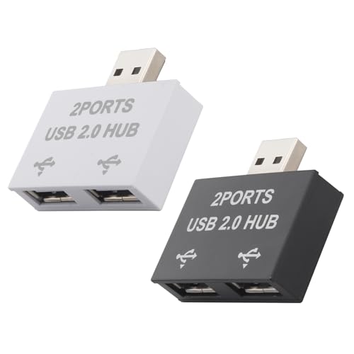 USB 2.0 Hub USB Splitter 1 to 2 Out Adapter- 2 Pack 2 Ports USB Expander Fast Charging&480 Mbps Data Transfer(Do not Support Carplay) for MacBook Air Tab Printer USB Flash Drive Mouse Keyboard