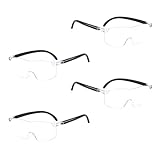 Galenecx 4 Stück Vergrößerungsbrille, Lupenbrille 300% 500% 800% 1000%, Lese Lupenbrilles Randlose, Vergrößerungsbrille Lupenbrille Blaulichtschutz, für Lesen, Nähen, Modellbau und Naharbeit