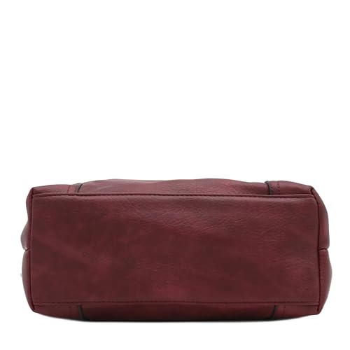 Hobo Shoulder Bag with Big Snap Hook Hardware (Burgundy)