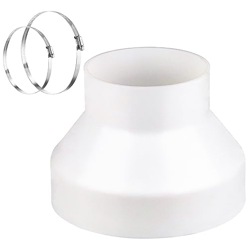 Prmape Reductor Tubo Campana Extractora 150 a 100mm, Reductor Universal Para Sistema De Ventilación con 2 Abrazaderas de Tubo, Adaptador 150mm a 100mm para Conectar Conductos Garantía