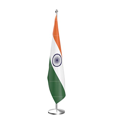 The Flag Company 6-Foot Indoor Flag Pole with Indian Flag | Stain...