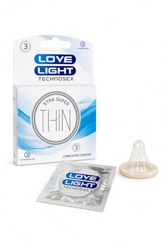 Image of Love Light Xtra Super Thin Condom|Natural Rubber Latex|Extra Lubricated with Reservoir Tip|Super Thin|Smooth Surfaced|ISO 4074 - Pack of 3