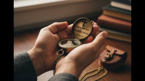 Brújula de bolsillo estilo astrolabio marina de latón antiguo hecha a mano con estuche de cuero miniatura 5