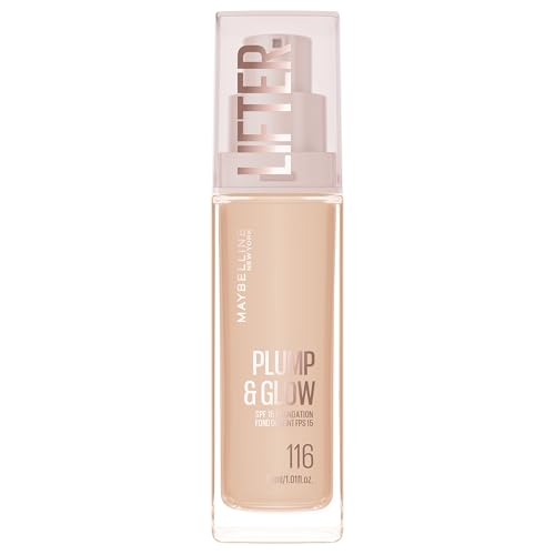 Maybelline New York Lifter Foundation, Flüssiges Make-up für strahlenden Teint mit Hyaluron und Niacinamid, polstert auf & spendet Feuchtigkeit, Nr. 116, 30 ml