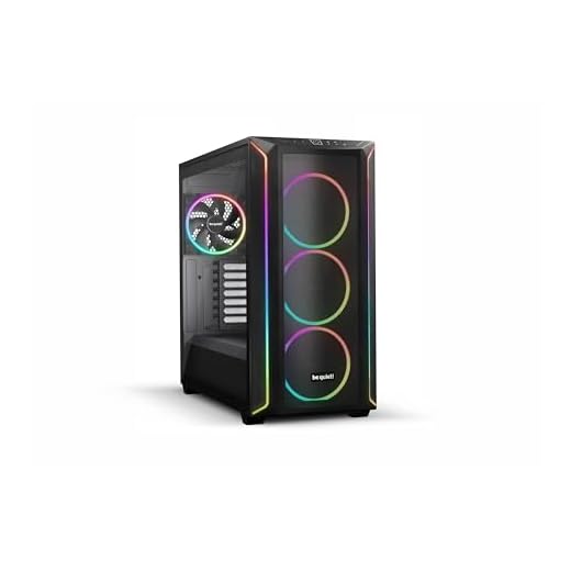 be quiet! Shadow Base 800 FX Black PC-Gehäuse, Light Wings 140mm PWM Lüfter, ARGB-Beleuchtung, USB 3.2 Gen. 2 Type C, maximaler Airflow, E-ATX Mainboard, 420mm Radiatoren, Glasseitenteil, BGW63