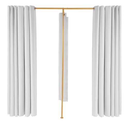 WUSILILU Double Fitting Room for Two, 6.56 * 3.28 * 6.56ft Clothing Store Corner Changing Room Divider, Dressing Room Curtain for Outdoor Beach, Campground, Photo Studio, Dance Class (Grey)