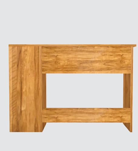Image of Modern Compact Study Desk with 3 Side Shelves, Space-Saving Home Office Table, Oak Wood Finish, 103x72x40 cm