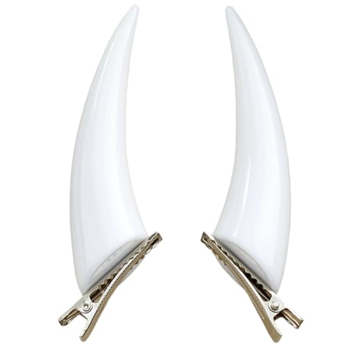 Devil Horn Hair Clips Dark Gothic Cartoon Hair Accessories for Women Men Costume Cosplay Halloween Ghost Headwear (White)