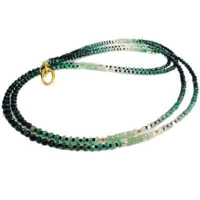 エメラルド ブラックスピネル 2連 ロングネックレス