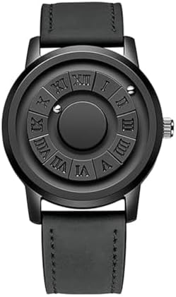 Cool Magnetic Levitation Watch for Men, Quartz Magneto Analog Wrist Watch, Unique Pointer Design, Casual Fashion Waterproof (B-Leather)