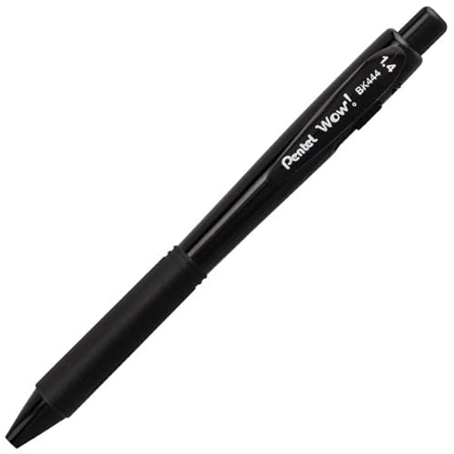 Pentel Wow! Retractable Super Smooth Ballpoint Pen, (1.4Mm) Bold Line, Triangular Barrel, Black Ink, 12 Pack #TOP5