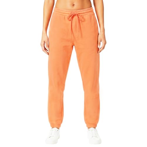 Light & Shade Damen Jogginghose Fleece – Sweatpants mit Kordelzug, Tapered Trainingshose mit Taschen, Weiche Trackpants für Fitness Gym Freizeit Loungewear (Orange, S)
