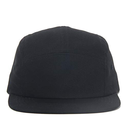 Image of 5 Panels Baseball Cap Classic Flat Bill Hat Cotton Short Flat Brim Caps