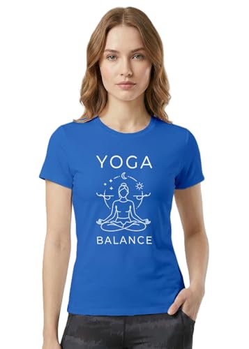 Image of INDISSH Yoga Tshirt for Women Cotton | Graphic Printed Yoga Round Neck Short Sleeves T-Shirt for Woman - WRN-YOGAB-PAR