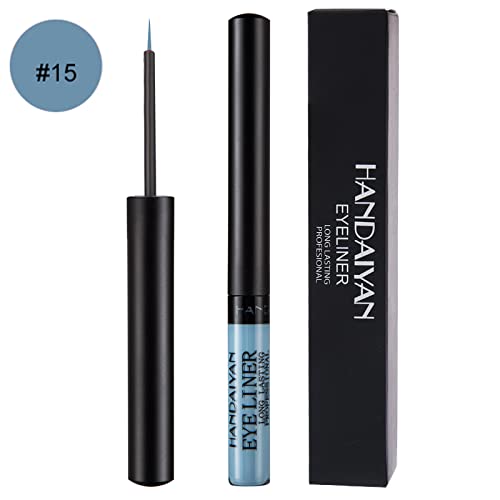 Dekrion Liquid Eyeliner, Matte Colored Eyeliners, Gray-Blue Eyeliner, White Black Red Brown Green Purple Waterproof High-Pigmented Colorful Eyeliners Eye Makeup (15#Gray-Blue) #TOP1