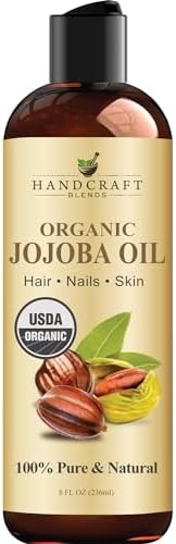 Handcraft Blends USDA Organic Jojoba Oil - 8 Fl Oz - 100% Pure and Natural - Premium Grade Oil for Face, Body and Hair - Anti-Aging Oil - Cold-Pressed and Hexane-Free - Packaging May Vary