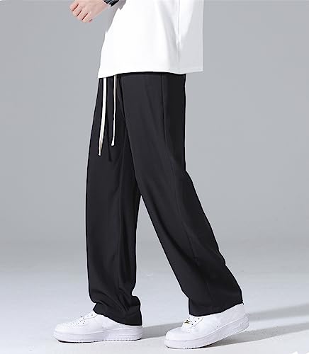 REHJJDFD Men Thin Casual Pants Men Quick-Drying Cool Ice Silk Pants Men Baggy Wide Leg Straight Trousers2