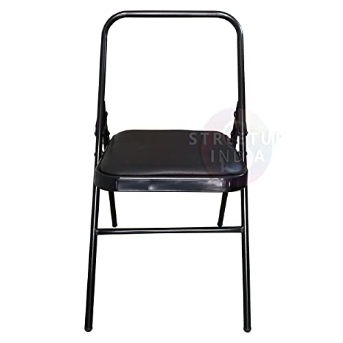 Image of Streetup India Streetup India Yoga Chair with Leather Seat Backless Chair for Iyengar Yoga /Fitness (Black)