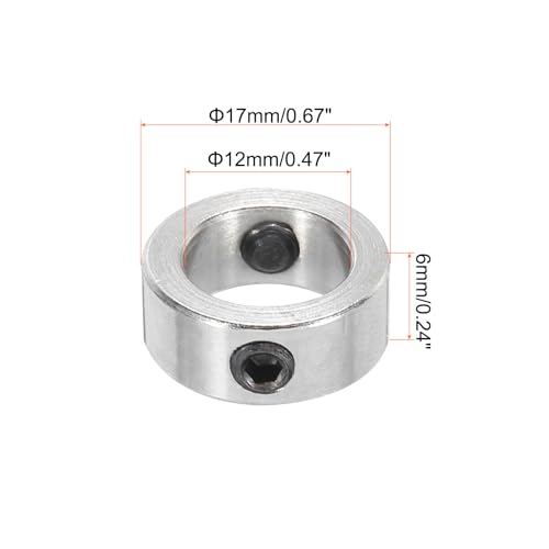 QUARKZMAN Tiefenanschlag Stellring für Bohrer 12mm ID Aluminium Legierung Klemmen Kragen mit M4 Schrauben und Schraubenschlüssel für CNC Teile Werkzeuge Schubkarre Rasentraktor Silber