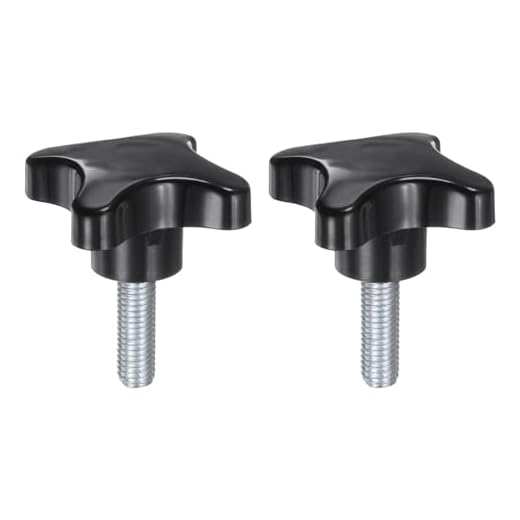 2pcs Star Knobs M10 x 30mm Male Thread Plastic 4-Star Stud Knob Hand Tightening Clamping Screw Replacement Threaded Handle, Black