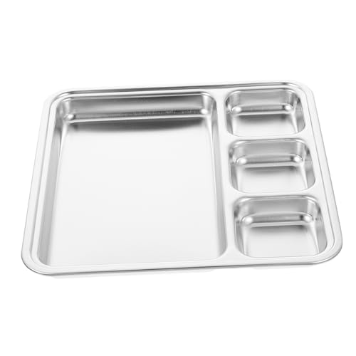 Cabilock Plato Dividido Inoxidable Buffet y Bbq Compartimentos para Frutas y Aperitivos de Limpiar y Práctico para Casa y