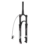 LANXUANR 26/27,5/29 Zoll Mountainbike Gabel. Rückpralleinstellung. Gerade Gabelschaft/Konisches Gabelschaft Luftfederung, 100 mm Federweg, 9 mm Achse, Scheibenbremsen