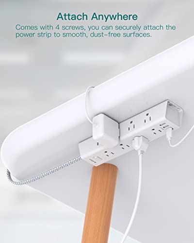 Image of Surge Protector Power Strip - 10 FT Extension Cord, Power Strip with 12 Widely AC Outlet 3 USB, Flat Plug, Wall Mount Overload Protection, 1050J, (5ft)