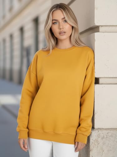 Image of LEOTUDE Women's Boyfriend Fit Loopknit Sweatshirt | Full Sleeve Drop Shoulder | Sweatshirt for Women