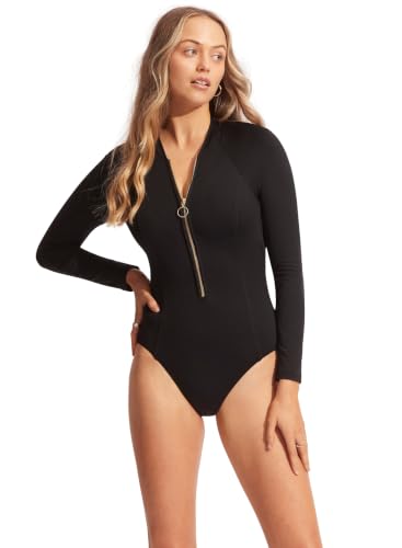 Seafolly Collective Zip Front Surfsuit Black AUS 8 (US Women's 4