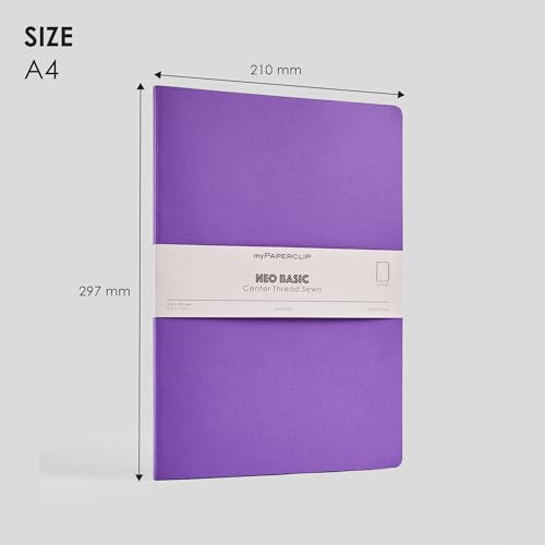 Image of myPAPERCLIP NeoBasic A4 Unruled Notebook | 160 Pages, 80 GSM, 250 GSM Soft Cover, A4 (8.27 x 11.69 in) | Purple