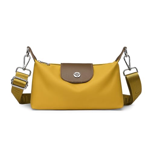 MOANATURA Bolso Bandolera Mujer Pequeño Nylon Impermeable. Bolso de Hombro con Correa Ajustable y Cremallera Segura, Ligero y Práctico para Viaje, Trabajo y Uso Diario (amarillo ámbar)