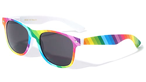 Pride Rainbow White Frame Classic Sunglasses W-403-RAINB
