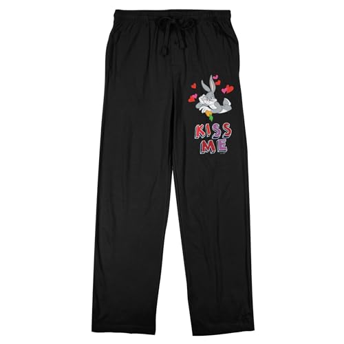 Looney Tunes Bugs Bunny Kiss Me Men's Black Sleep Pajama Pants