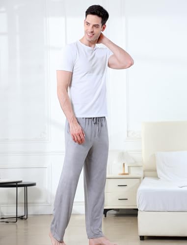 DITOK Men's Lightweight Pajama Pants Soft Lounge Sleep Joggers Adjustable Drawstring & Pockets All-Season Sleepwear4