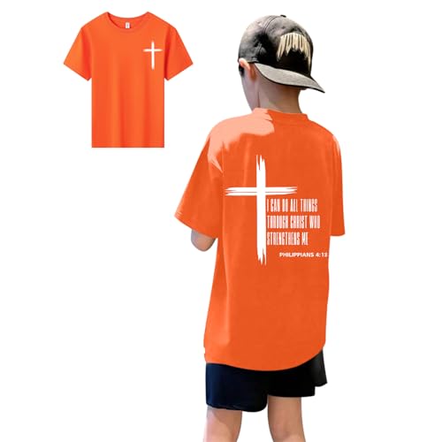 Image of KEEVICI Boys Christian Graphic Tees God Jesus Shirts for Kids Cross Faith Bible Verse Inspirational Religious Cotton T Shirt