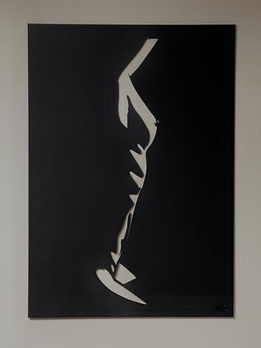 Décoration murale en bois cadre noir 56x39.5cm silhouette femme moderne