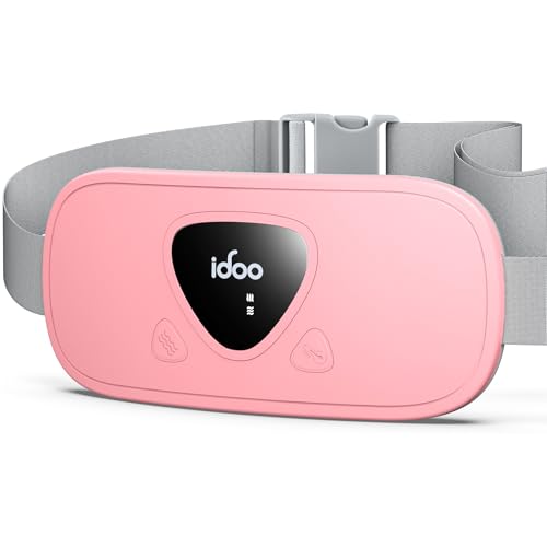 iDOO Electric Heat Pad for Period Cramps, Cordless Portable Menstrual Heat Pack for Pain Relief with Vibration Massage Modes, Back or Belly Heating, Mothers Day Gifts for Women, Girls (Pink)