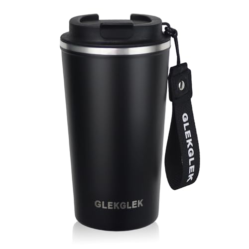 GLEKGLEK Termo Cafe 500ml con Tapa, Taza Termica Cafe para llevar, Taza de Viaje para Hogar Oficina Trabajo