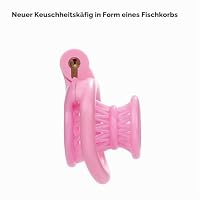 SeLgurFos Chastity Cage Negative Belüftung Keuschheitskäfig Herren mit 4 Cock Rings Male Klein Fischkorb Peniskäfig BDSM Sklave Bondage SM Sexspielzeug für Männer (Pink) – Ansicht 2