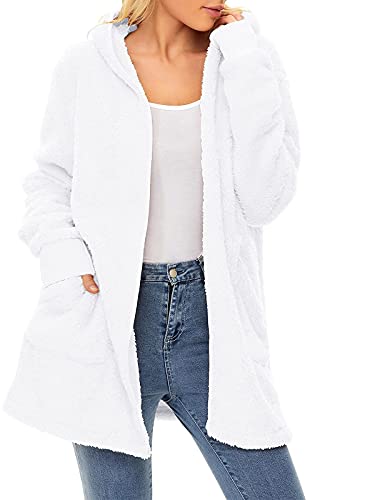 Image of Century Star Women Fleece Cardigan Hooded Loose Fuzzy Cardigan Coat Womens Fuzzy Jacket Outwear