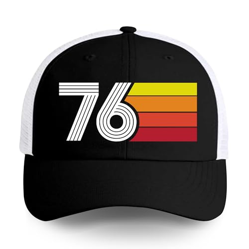 TOBYOVU 50th Birthday Gifts Hat for Men Women, 1975 Birthday Decorations for Men Women, Gifts for Turning 50, 50 Years Old Gifts, Retro Trucker Hat Black, Black, One size