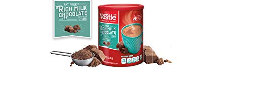 NESTLE Fat Free Rich Milk Chocolate Hot Cocoa Mix, 7.33 oz. Canister Hot Chocolate Made with Real Cocoa , Pack of 4 Pack of 10