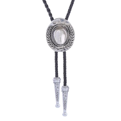 Image of Jeilwiy Bolo Tie for Men Western Cowboy Tie Necklace Gold Bolo Tie Leather Necktie Halloween Tie Accessories for Women