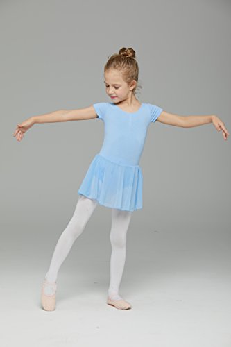 Image of MdnMd Toddler Ballet Leotards for Girls Dance Leotards with Skirt Gymnastic Ballerina Outfit Dress Classic Short Sleeve