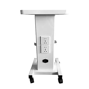 Rolling Beauty Salon Trolley Cart w/Socket 110V, SPA Salon Beauty Machine Holder Stand with Tray, Barber Beauty Serving Cart Storage Trolley for Salon SPA Beauty Machine (White with Socket 110V)