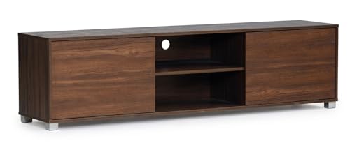 Image of DeckUp Cannes 2-Door Engineered Wood TV Entertainment Unit and TV Stand with Storage (Walnut, Matte Finish)