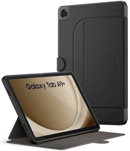 Poetic Explorer Magnetyczne etui kompatybilne z Galaxy Tab A9+ Plus (2023), stojak folio, super mocny magnetyczny uchwyt Fidget do tabletu Galaxy A9 Plus, czarne