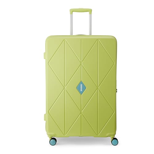 Image of American Tourister Qubiz | Check-in Trolley Bag (80 cm) | 360 8 Wheel Travel Luggage | Hard Case Polypropylene Suitcase | Recessed Combination Lock | Lime /Turquoise